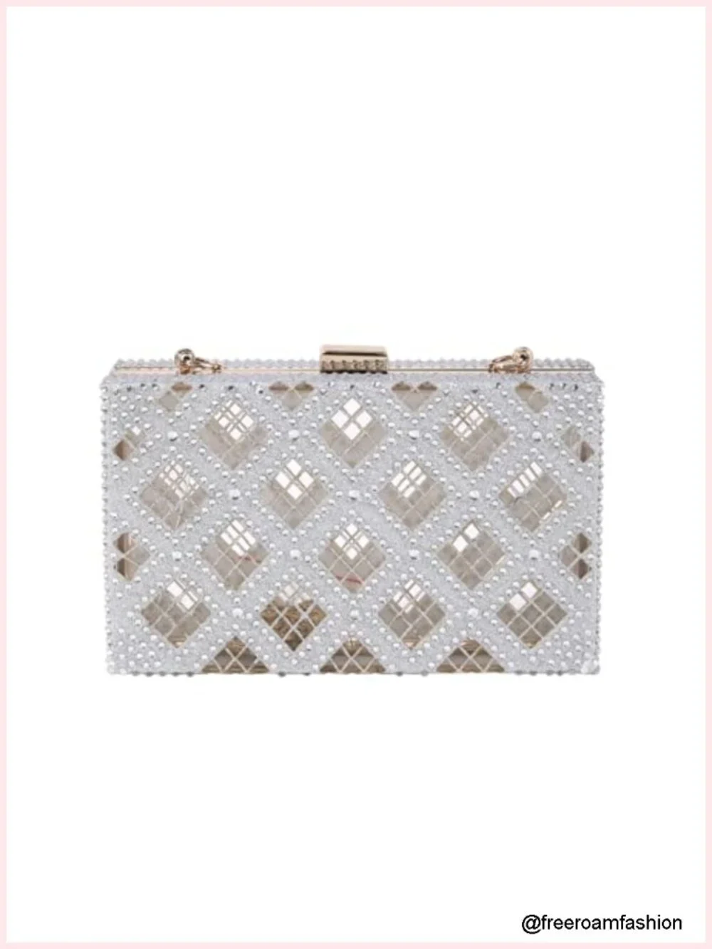 Rhinestone Lattice Hollow Out Evening Clutch Handbag for Party Wedding